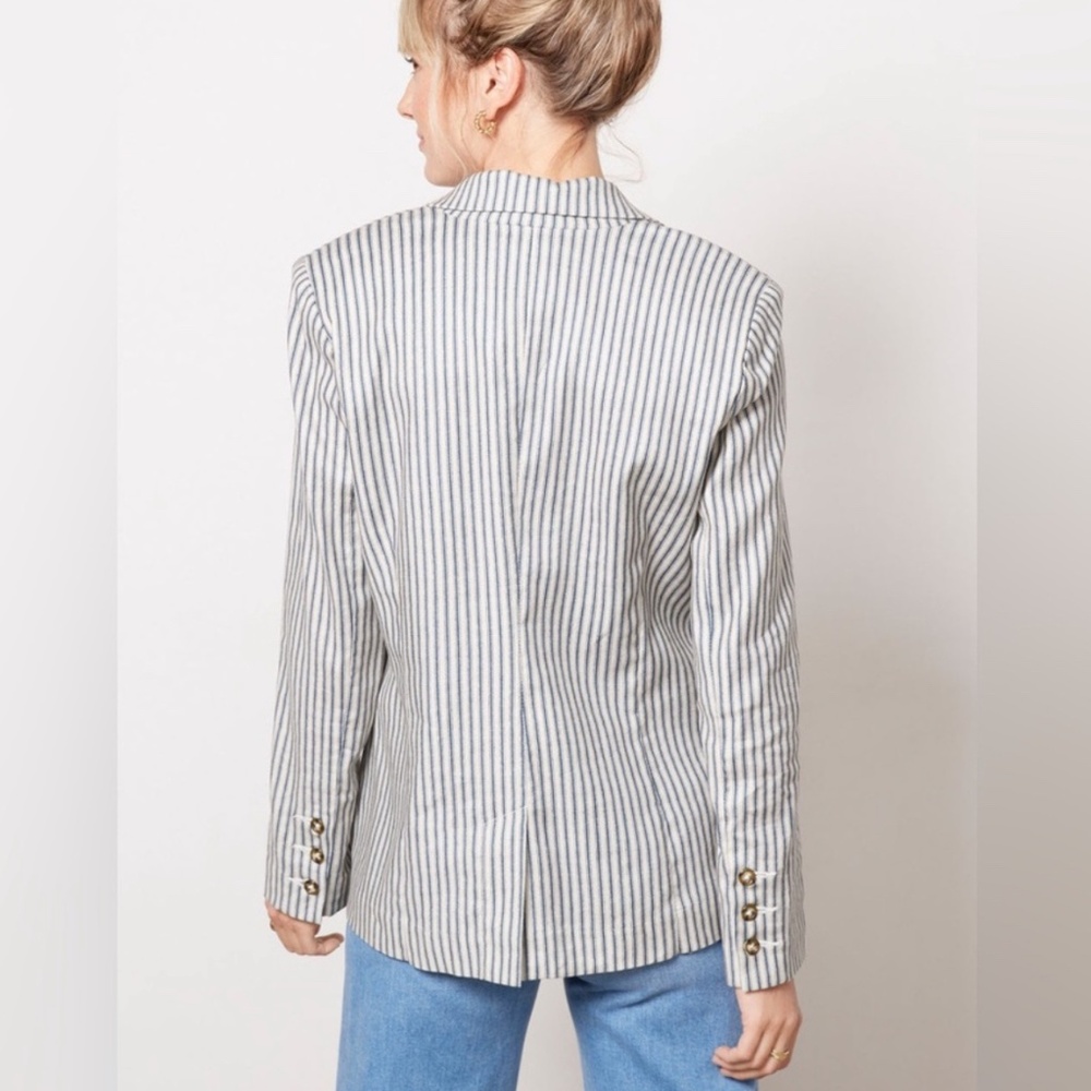 EVEREVE Thea Blazer linen Blend Navy Stripe S - Picture 2 of 7